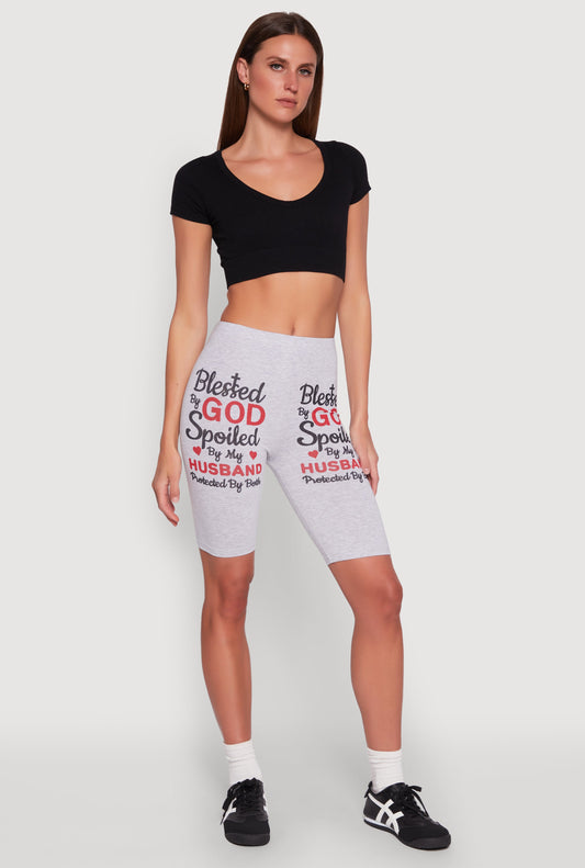 Blessed By God Graphic Biker Shorts