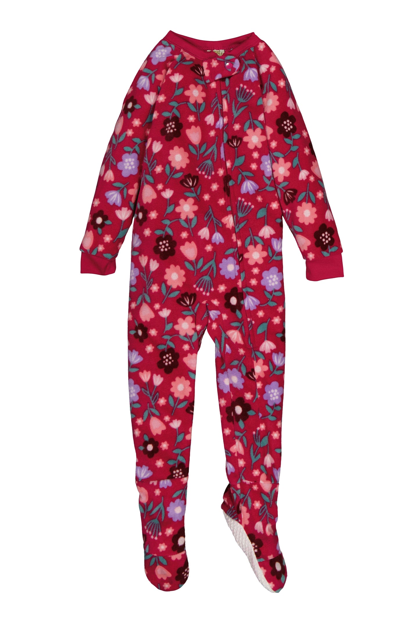 Girls Floral Print Footed Pajamas