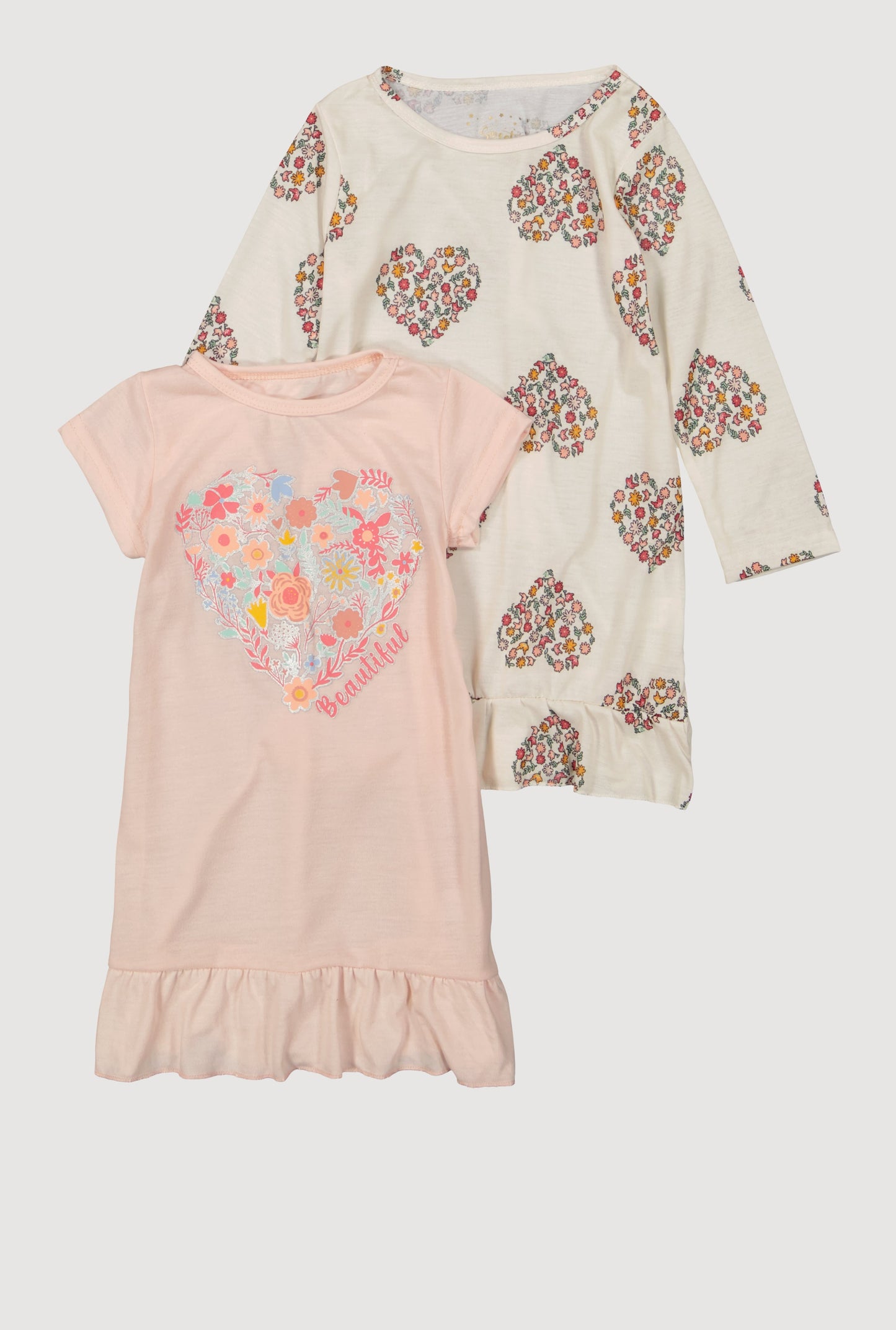 Toddler Girls Heart Graphic Print Nightgown 2 Pack