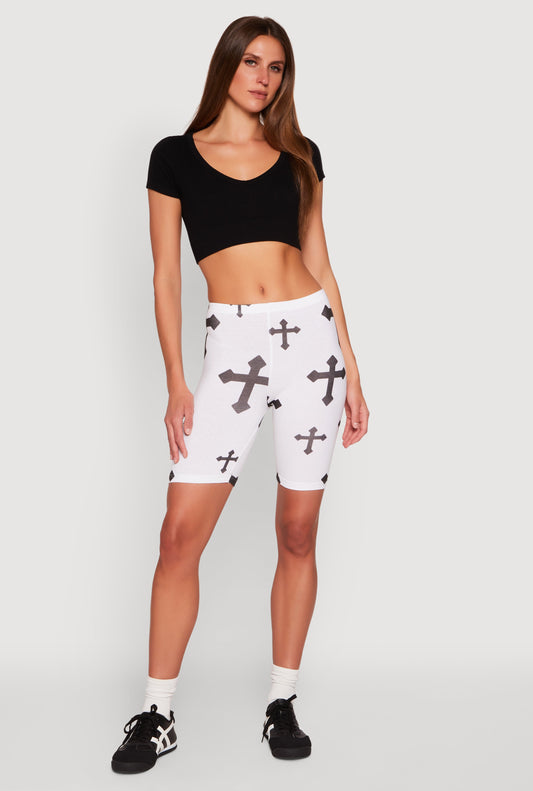 Cross Graphic Biker Shorts