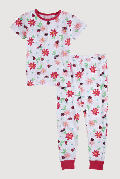Little Girls Graphic Print Pajama Tee and Pants