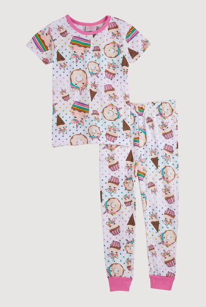 Little Girls Graphic Print Pajama Tee and Pants