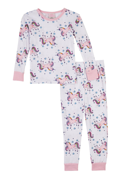 Little Girls Graphic Print Pajama Top and Pants