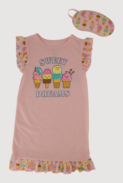 Girls Sweet Dreams Nightgown with Sleep Mask