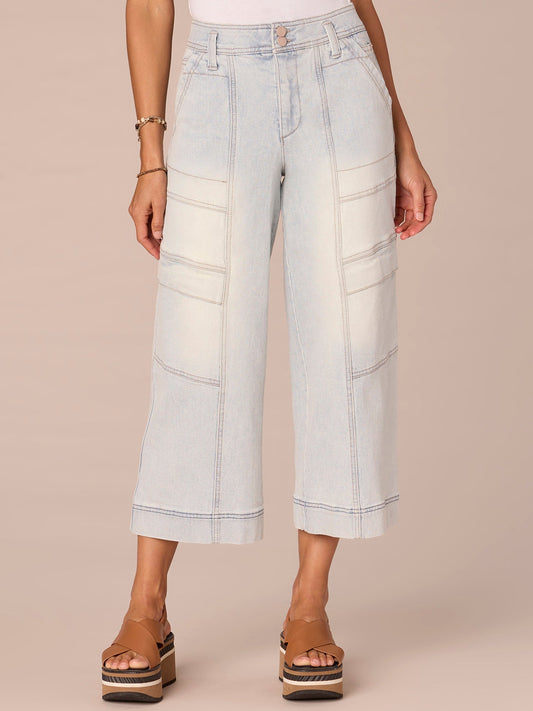 Absolution Skyrise Double Button Cropped Wide Leg Utility Jeans