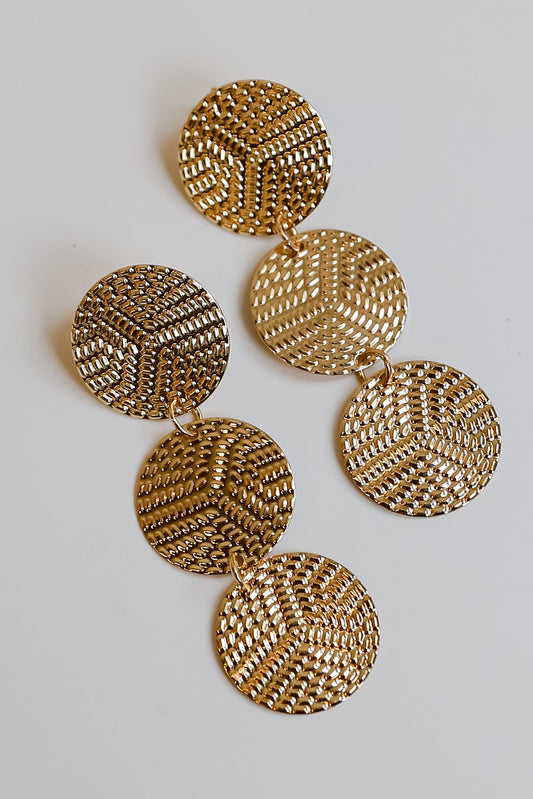 Camille Gold Circle Drop Earrings